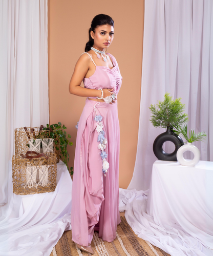 Dainty deep blush cape set