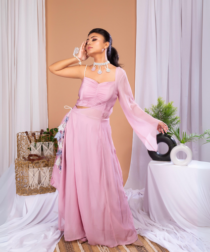 Dainty deep blush cape set